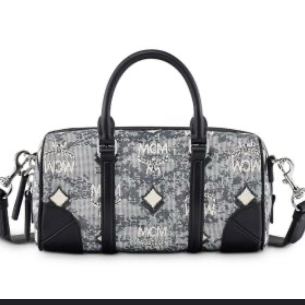 MCM Black and Gray jacard bag